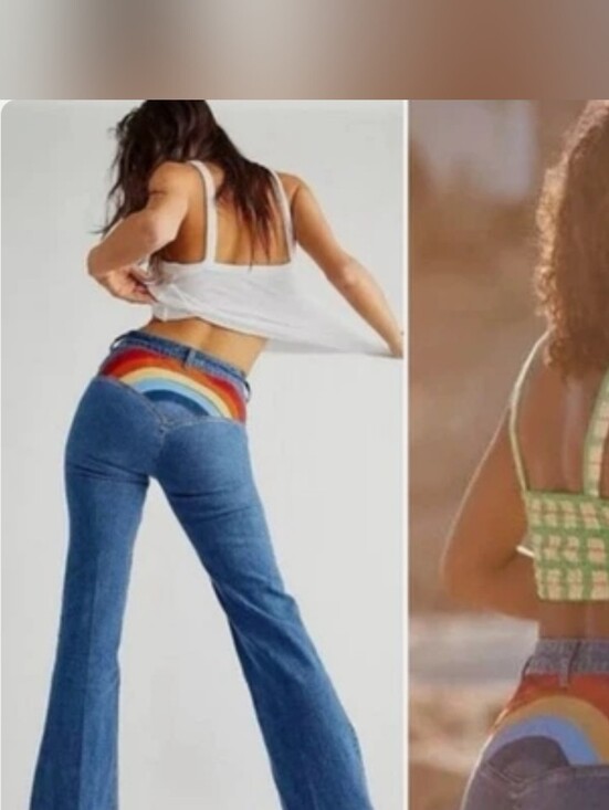 Free People Denim - FREE PEOPLE DRIFTWOOD SOMEWHERE OVER THE RAINBOW FLARE JEANS size 30
